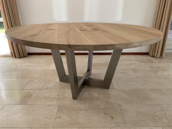 Tafel eikenhout en RVS